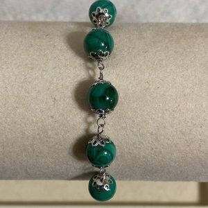 TGGC Malachite Ball Bracelet In Sterling Silver